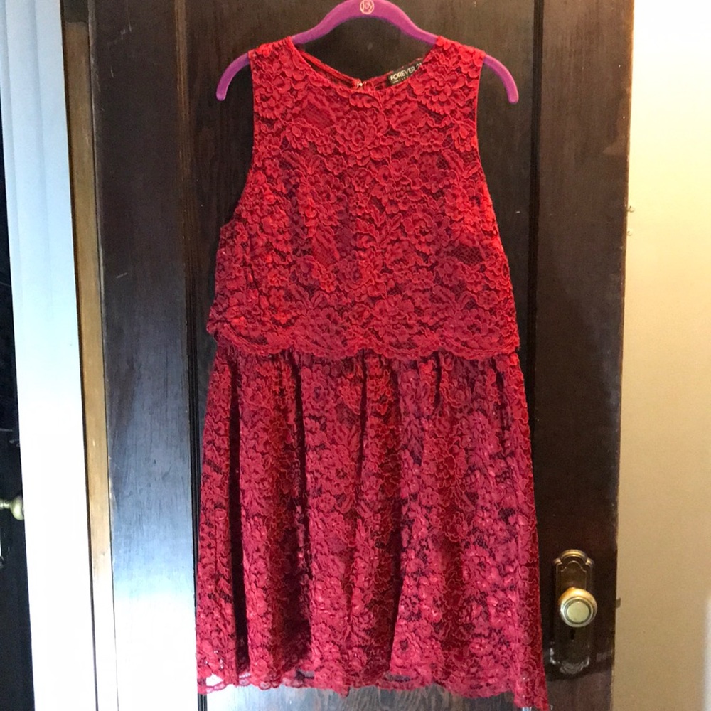 Forever 21 Red Sleeveless A-Line Mini Dress